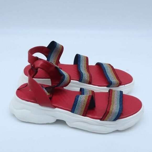 Bamboo‎ Women's Metallic Platform Strap Sandals - Size 10 - Picture 3 of 8